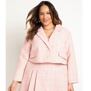 NWT Eloquii Crop Pink Tweed Blazer Size 14